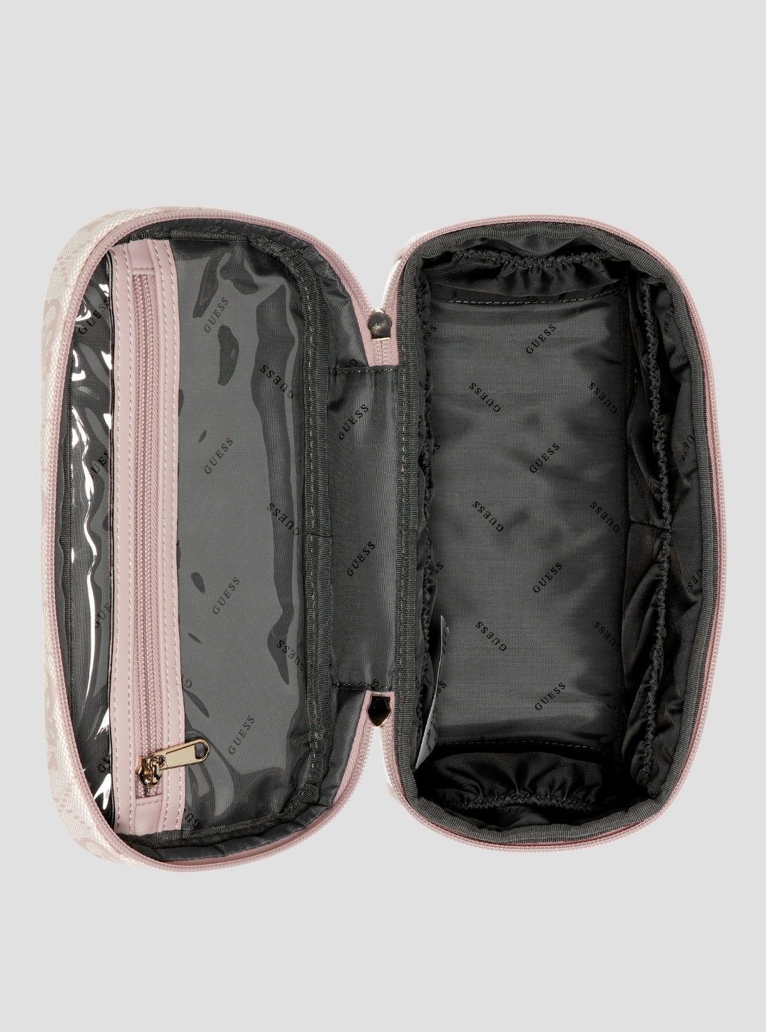 GUESS Womens Orchid Logo Berta Toiletry Train Case OB8688039 Inside View