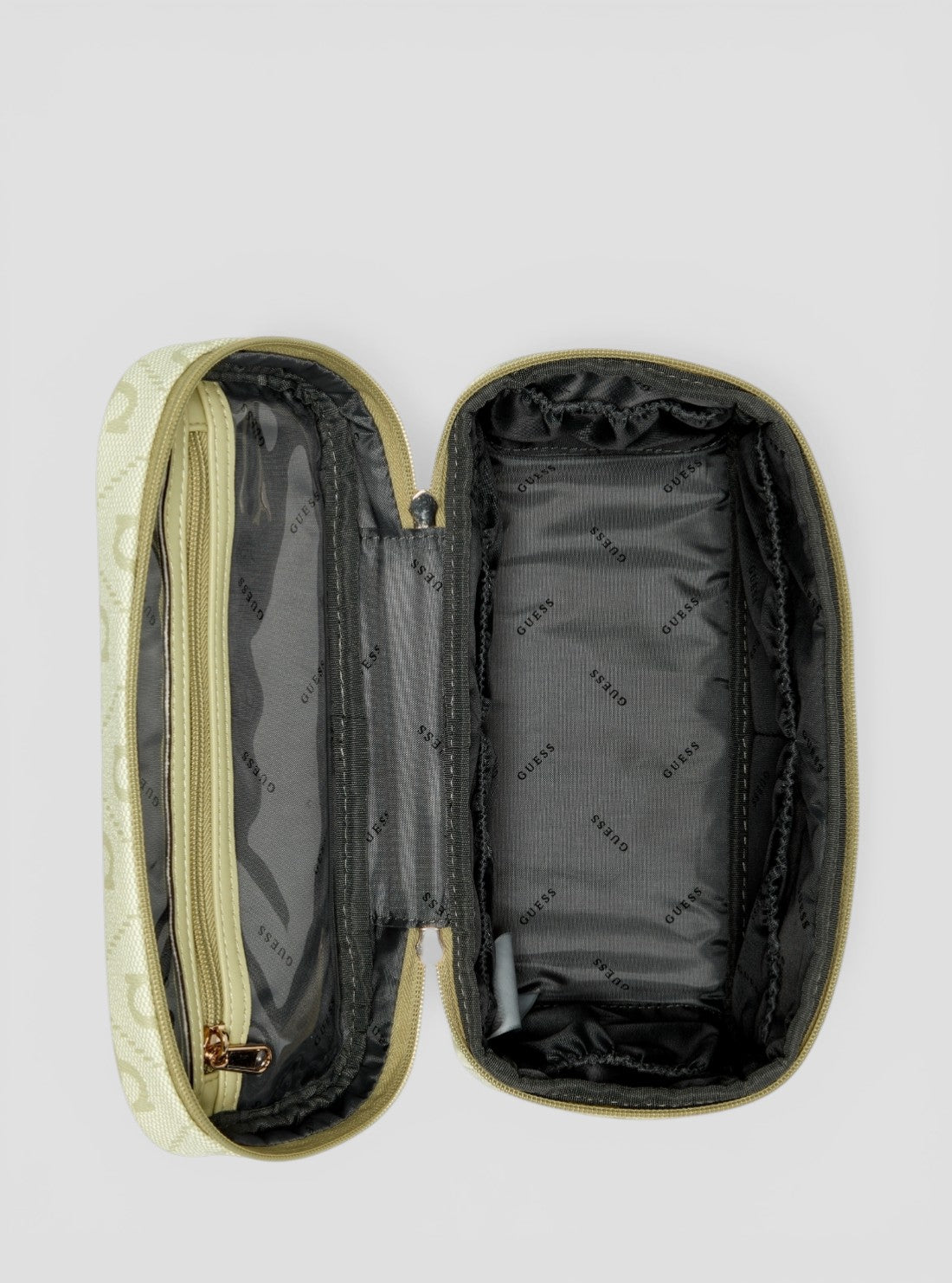 GUESS Accessories Green Logo Berta Toiletry Train Case OB8688039 Inside View