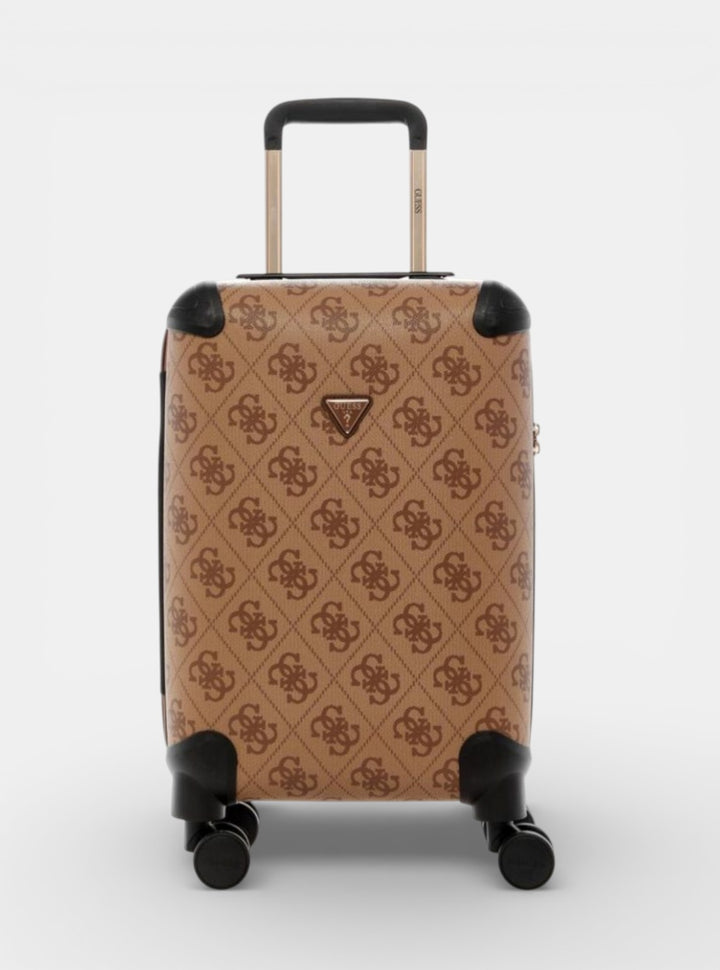 GUESS Luggage Brown Logo Berta 45cm Suitcase OB8688983 Front View