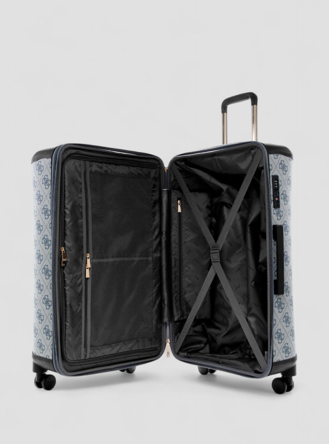 GUESS Womens Blue Logo Berta 45cm Suitcase OB8688983 Inside View