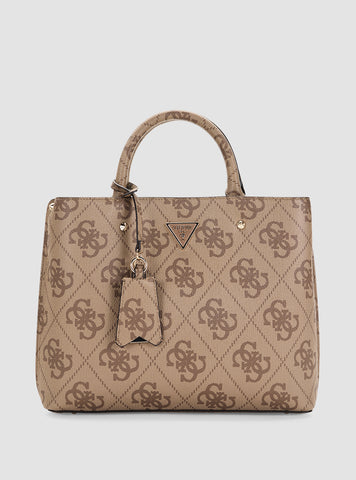 GUESS Womens Brown Logo Meridian II Girlfriend Satchel Bag OS697406 Front View