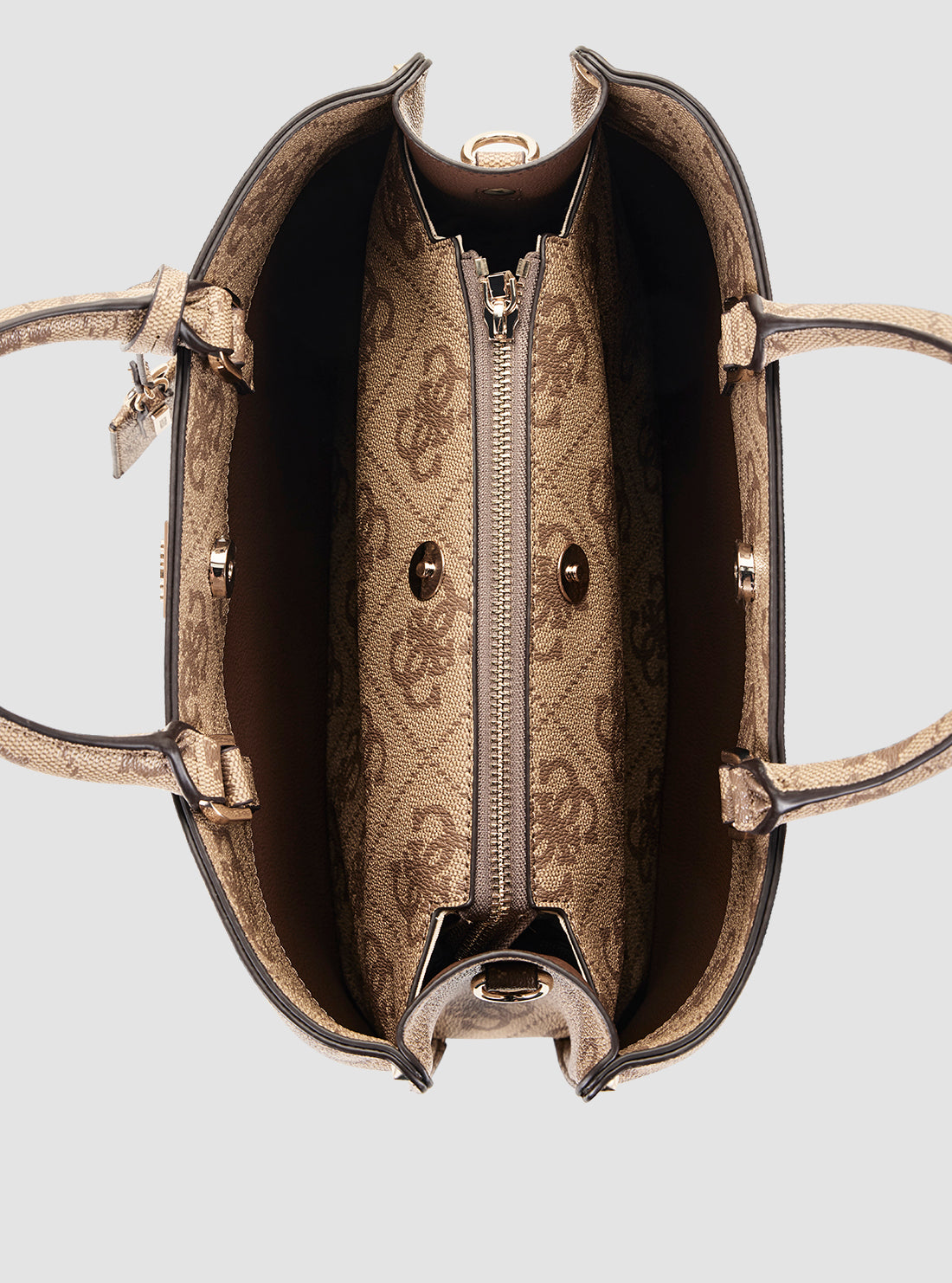 GUESS Womens Brown Logo Meridian II Girlfriend Satchel Bag OS697406 Inside View