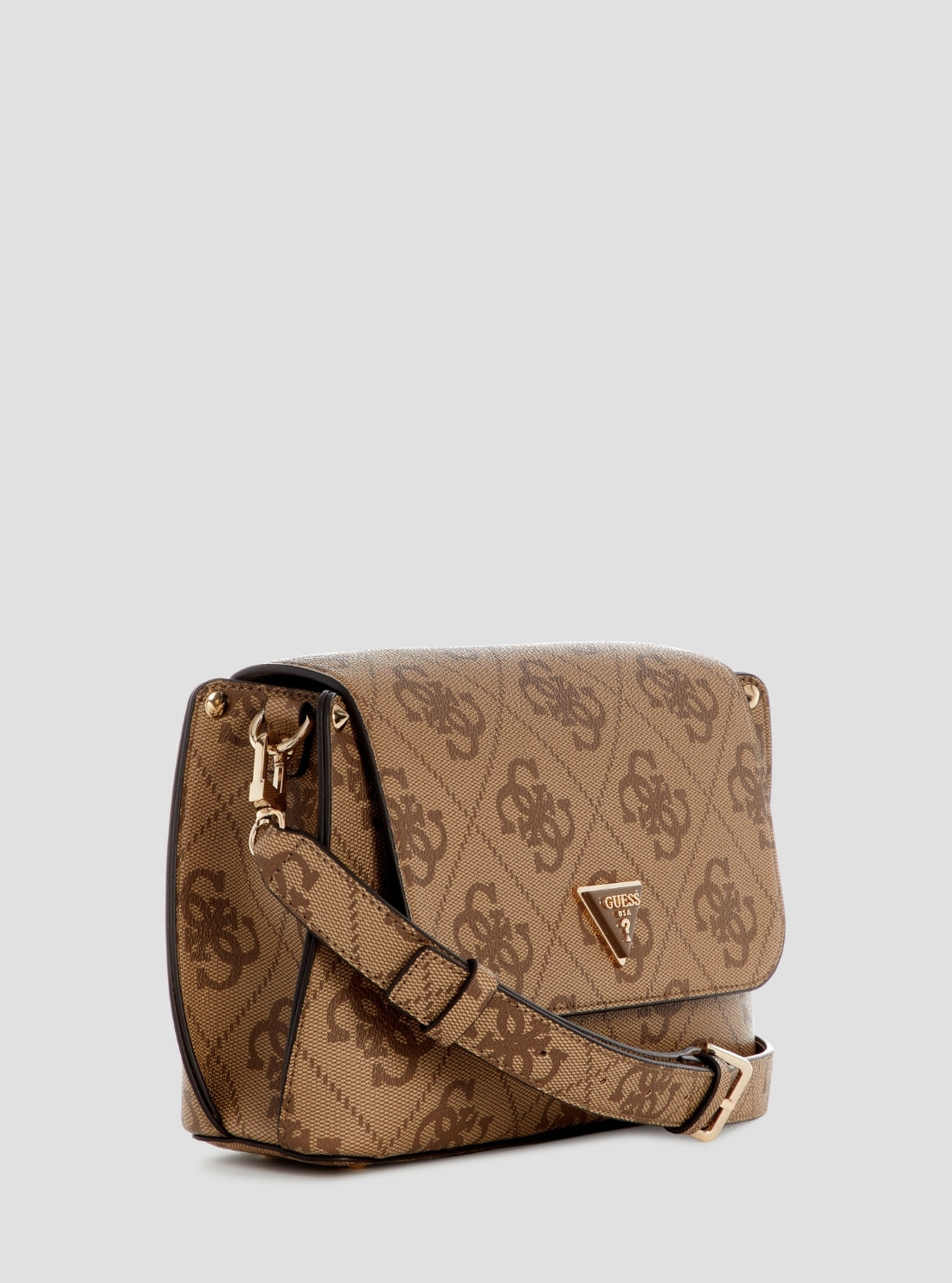 GUESS Womens Brown Logo Meridian II Flap Crossbody Bag OS697420 Side View