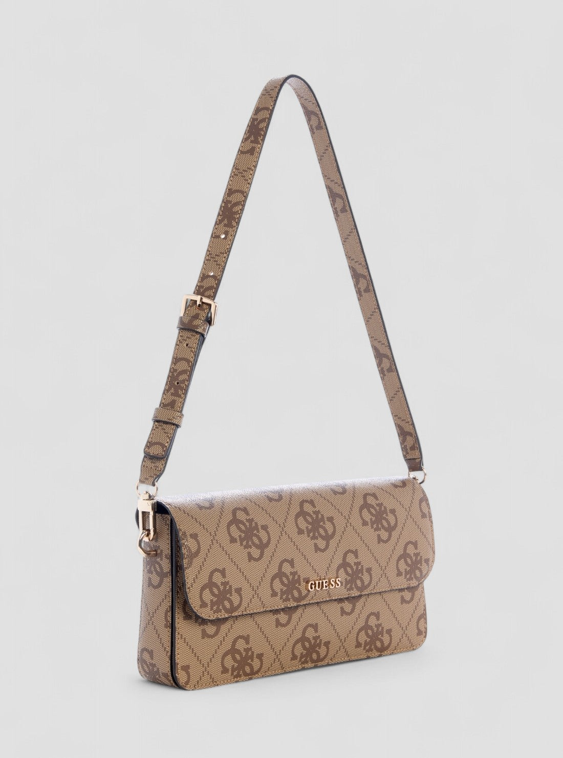 GUESS Womens Brown Logo Sadie Flap Shoulder Bag OS811819 Front Side View