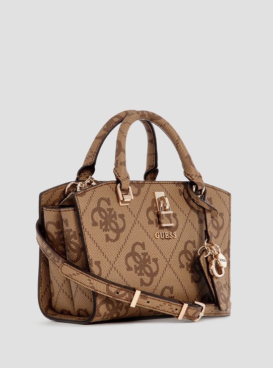 Sac à Main Guess Queensland Luxury Satchel Noir - Modèle HWVG96, Cuir écologique, Fermeture éclair, Dimensions 31x20x13 Cm