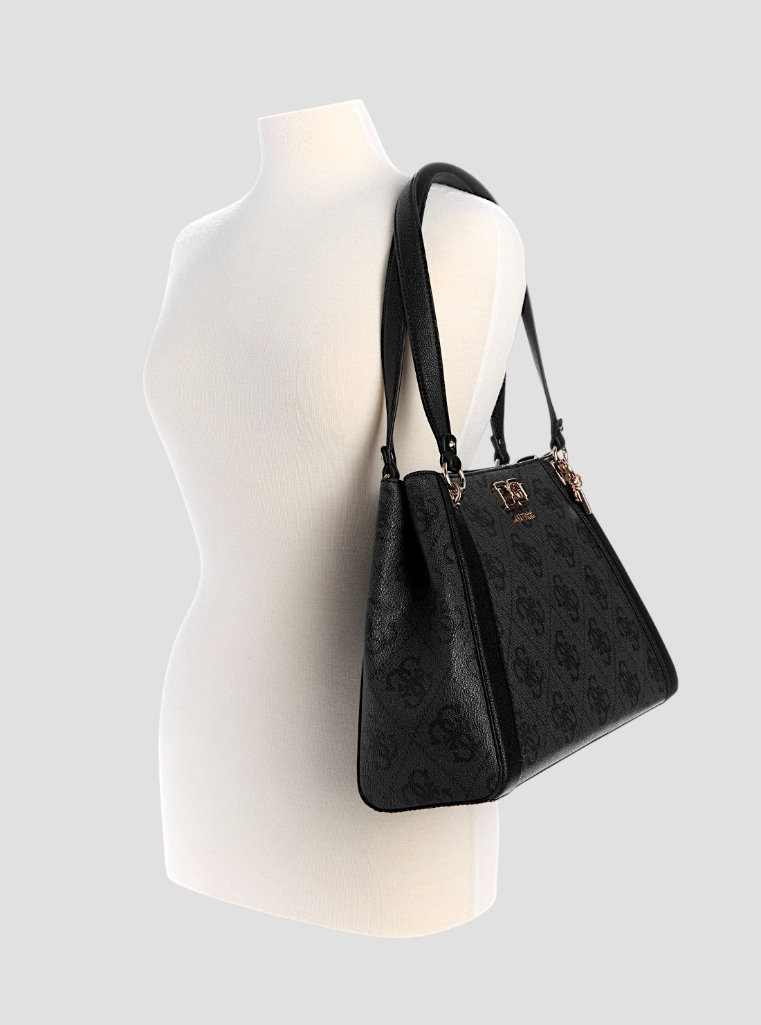 GUESS Womens Black Logo Karnilla Logo Girlfriend Carryall OS990122 Full View