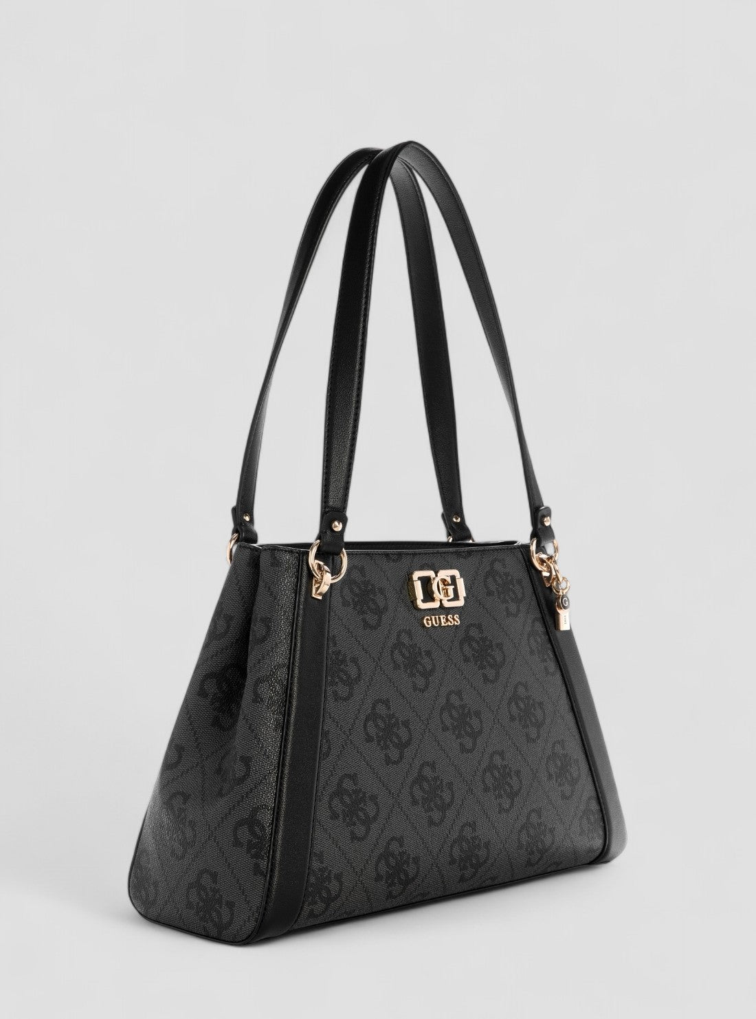 GUESS Womens Black Logo Karnilla Logo Girlfriend Carryall OS990122 Front Side View