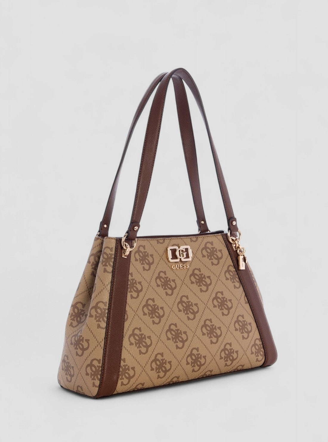 GUESS Womens Brown Logo Karnilla Logo Girlfriend Carryall OS990122 Front Side View