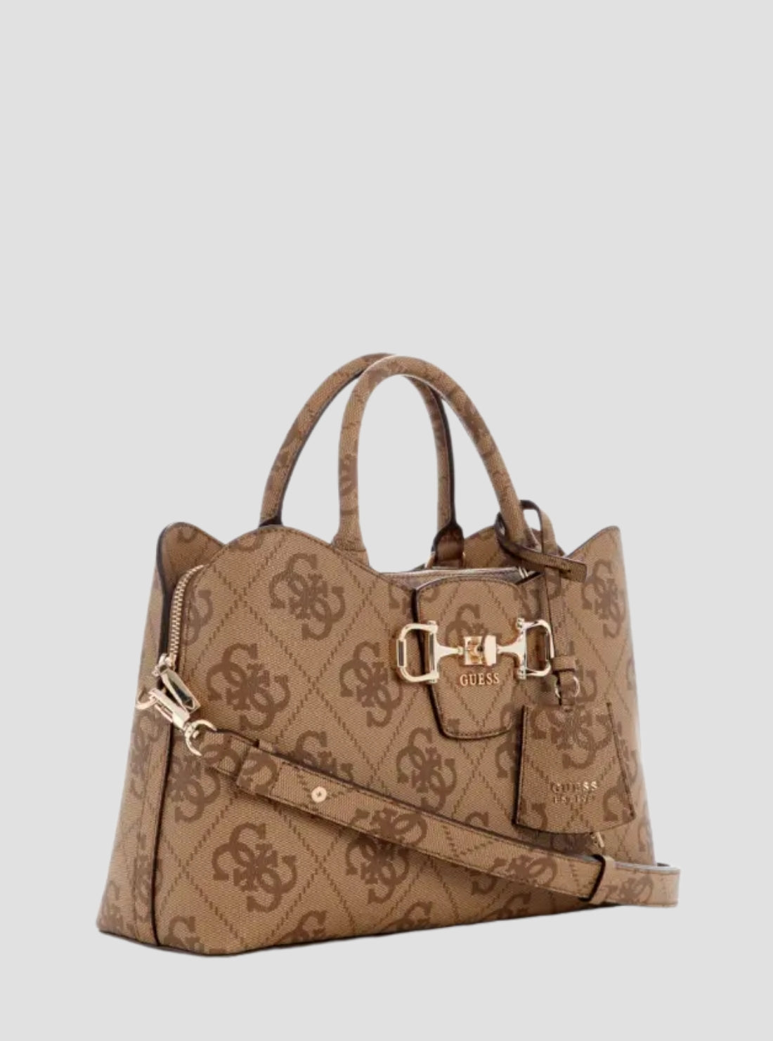 GUESS Womens Brown Logo Janie Girlfriend Satchel Bag OS992406 Side View