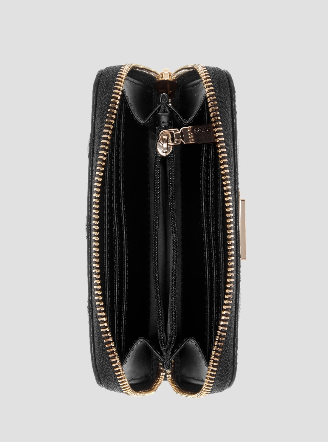 GUESS Womens Black Logo Janie Medium Zip Around Wallet OS9924140 Inside View