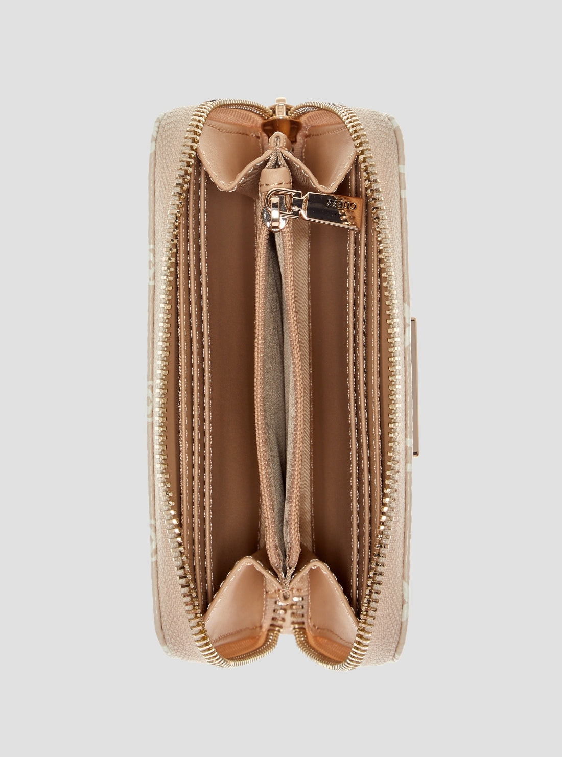 GUESS Womens Brown Logo Janie Medium Zip Around Wallet OS9924140 Inside View