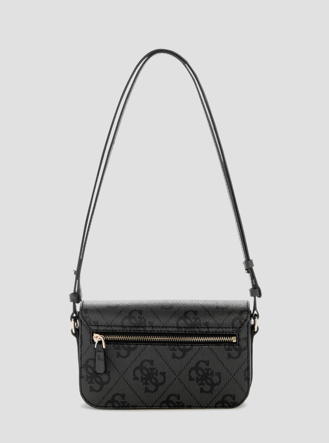 GUESS Womens Black Logo Janie Convertible Crossbody Flap Bag OS992421 Back View