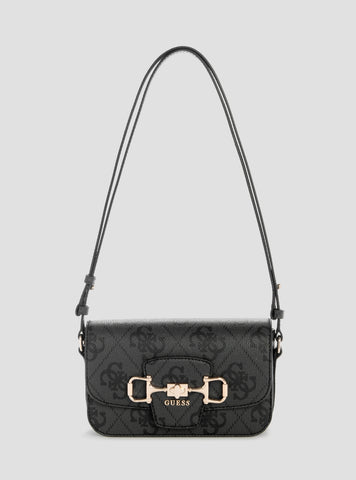 GUESS Womens Black Logo Janie Convertible Crossbody Flap Bag OS992421 Front View