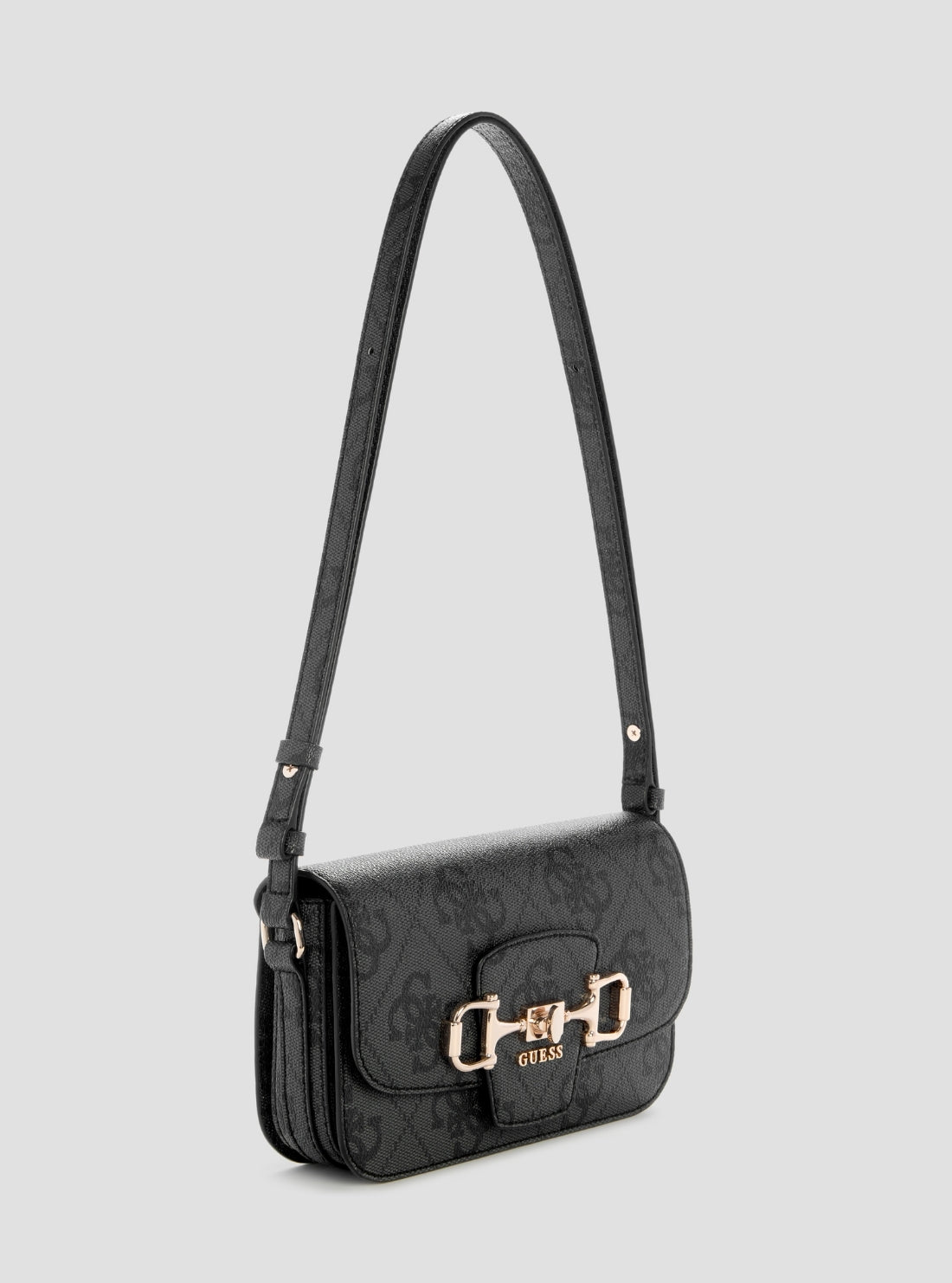 GUESS Womens Black Logo Janie Convertible Crossbody Flap Bag OS992421 Side View