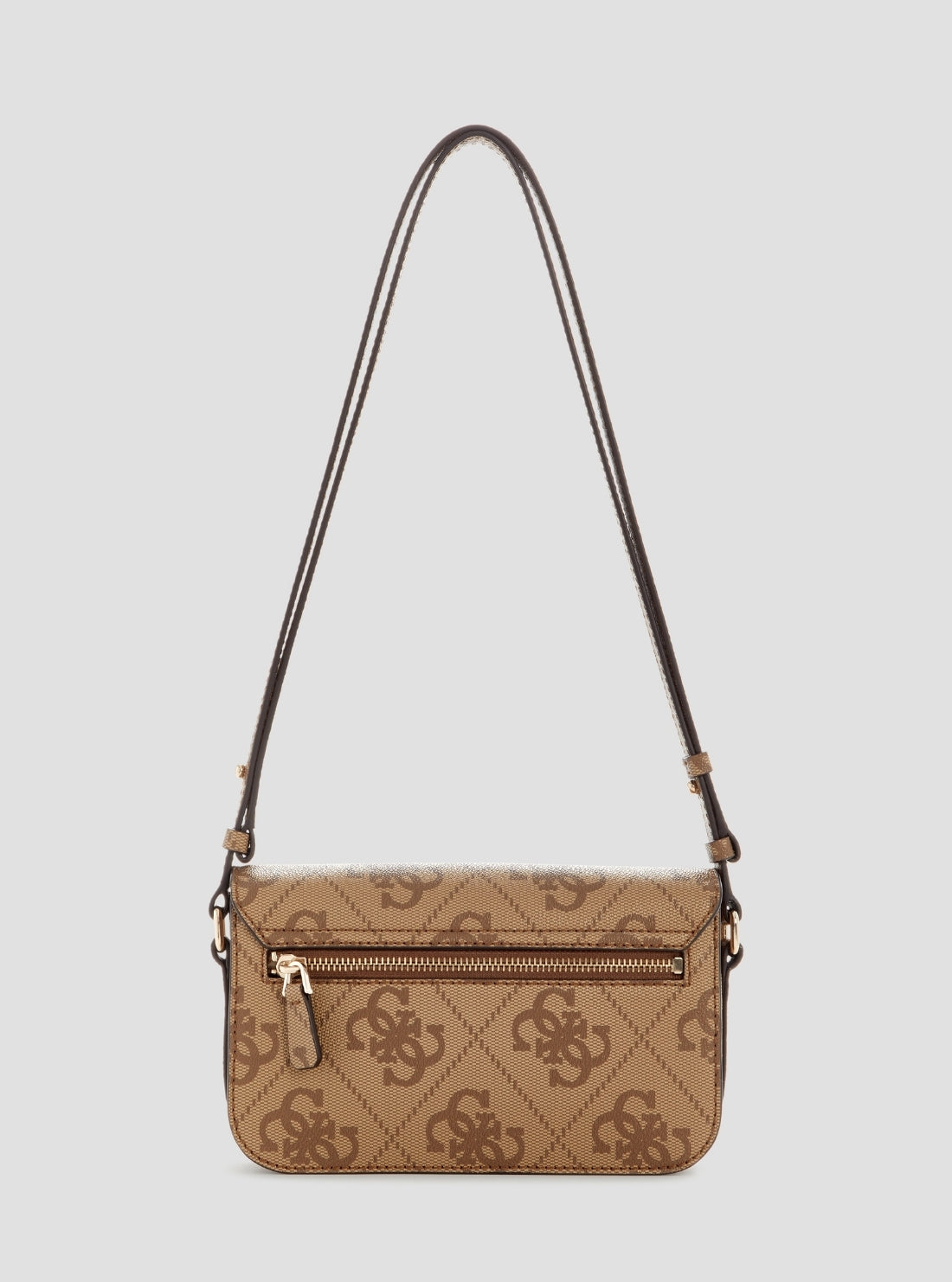 GUESS Womens Brown Logo Janie Convertible Crossbody Flap Bag OS992421 Back View