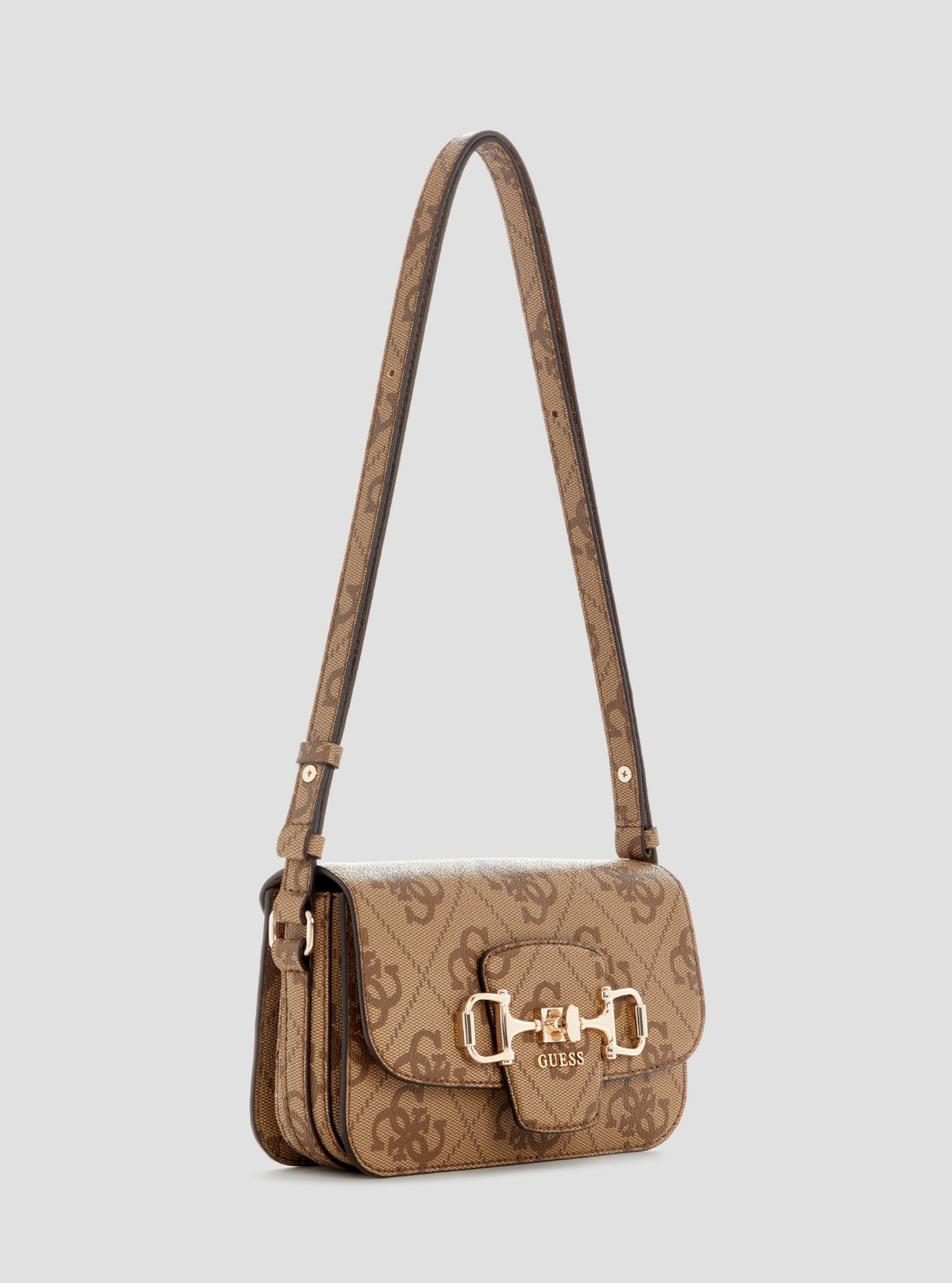 GUESS Womens Brown Logo Janie Convertible Crossbody Flap Bag OS992421 Side View