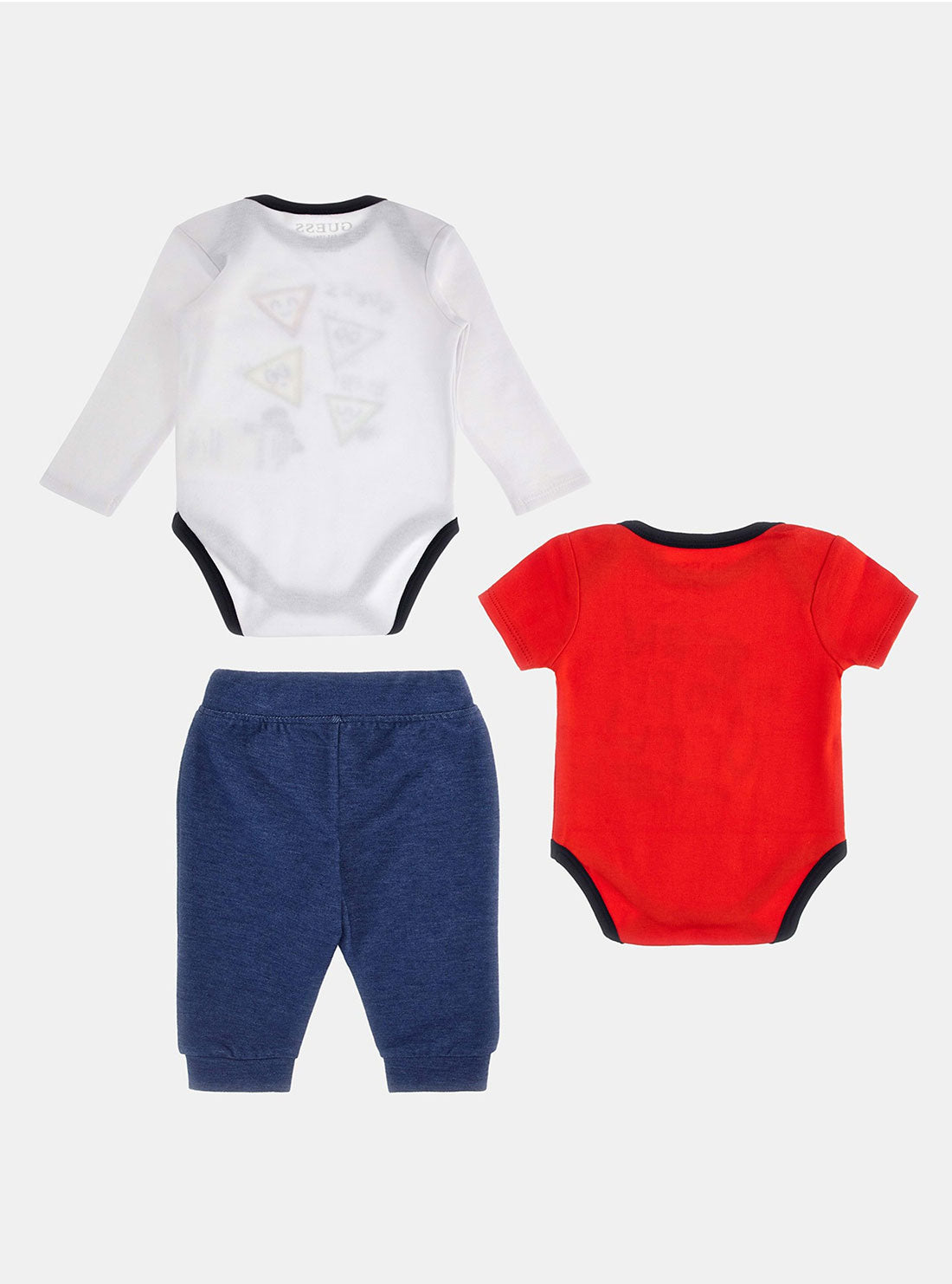 GUESS Red White Short Sleeve Long Sleeve Pants Set (0-12M) back view
