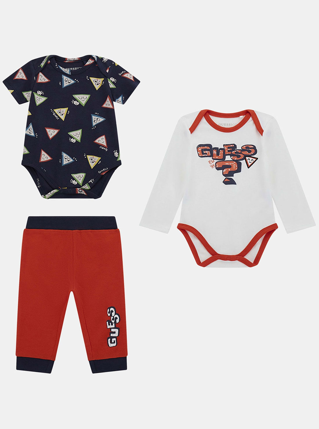 GUESS Red White 3 Piece Set (0-12M) front view