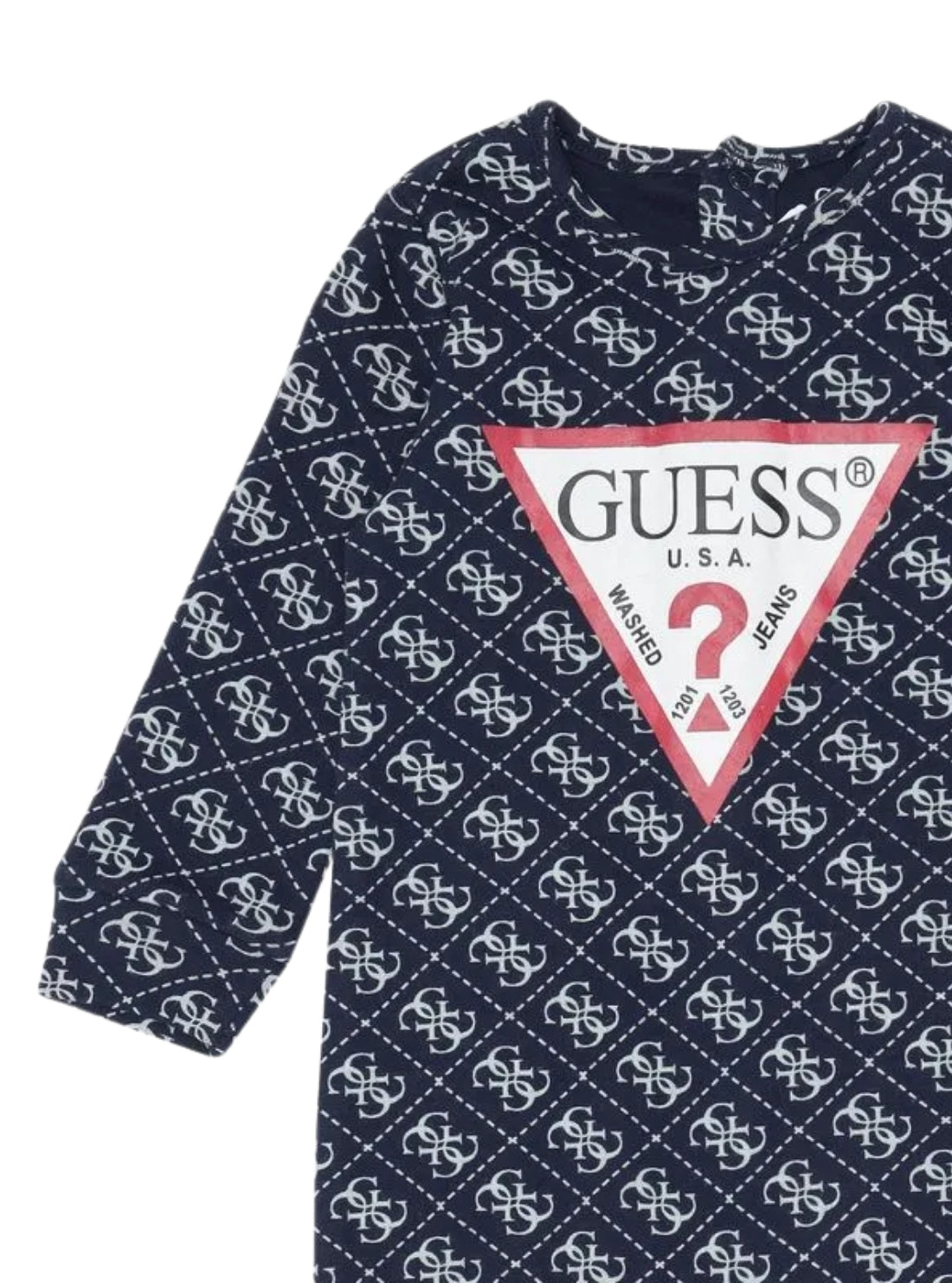 GUESS Kids Blue Logo Interlock Overall (0-12m) P5BG01KA6W1  Detail View