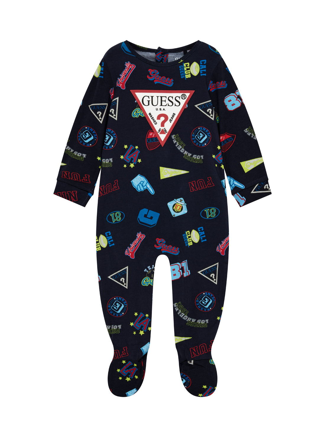 GUESS Kids Eco Multi Jersey Long Sleeve Overall (0-9m) P5YG00K6YW4 Front View