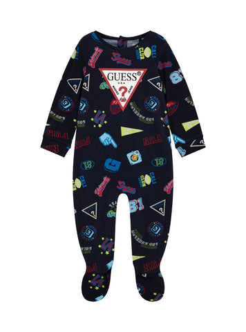 GUESS Kids Eco Multi Jersey Long Sleeve Overall (0-9m) P5YG00K6YW4 Front View