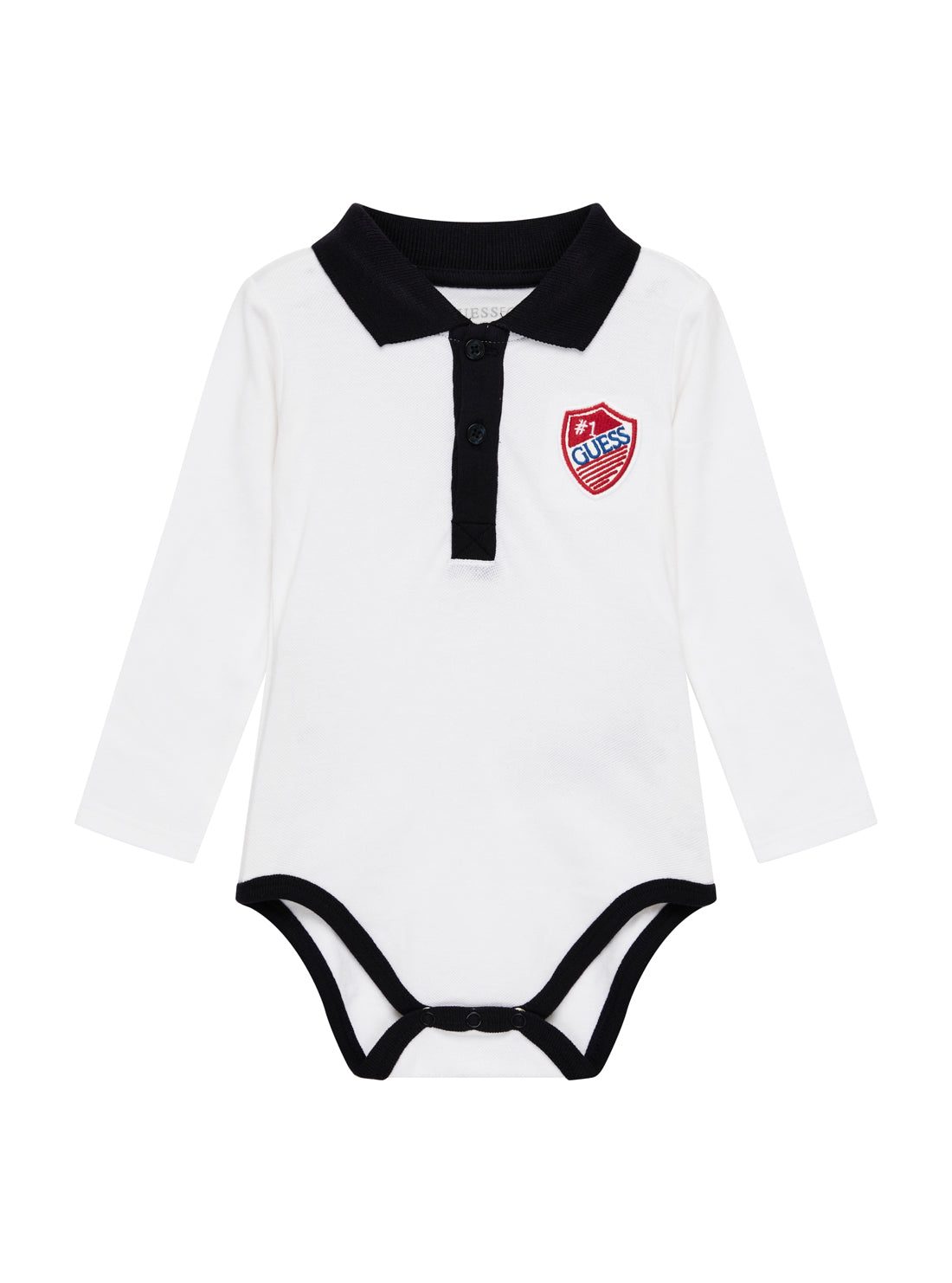 GUESS Kids Eco White Polo Bodysuit and Pants Set (0-9m) P5YG03K9N11 Front View_2