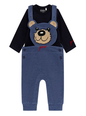 GUESS Kids Blue Baby Onesie and Romper Set (0-12m) P5YG08J1311 Front View