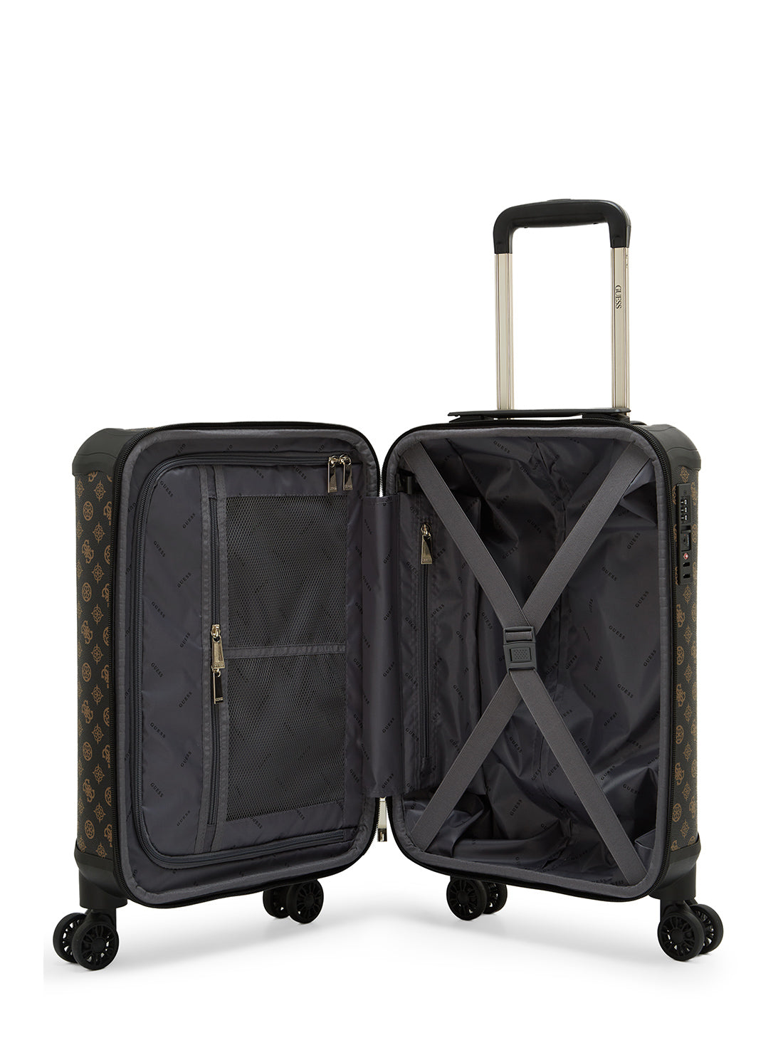 GUESS Brown Wilder 45cm Suitcase inside view