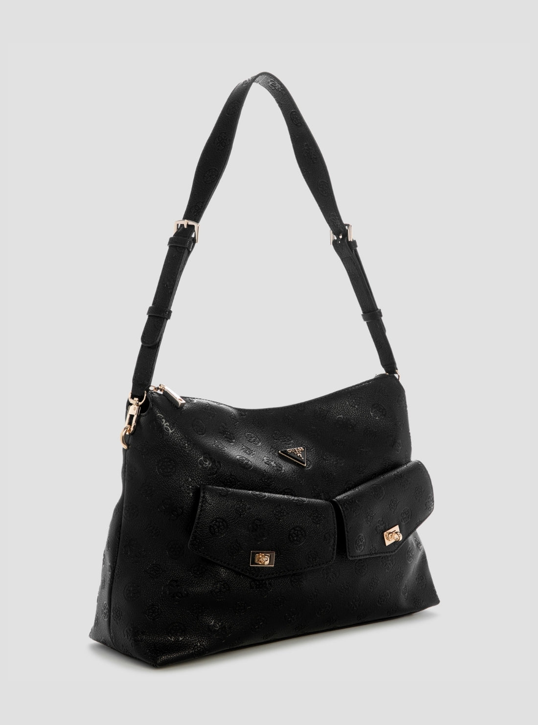 GUESS Womens Black Logo Blake Hobo Bag PD222202 Side View