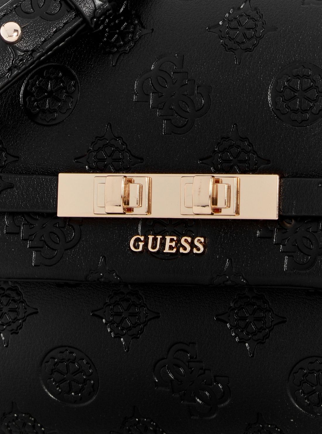 GUESS Womens Black Logo Carmella Crossbody Flap Bag PD222520 Detail View2