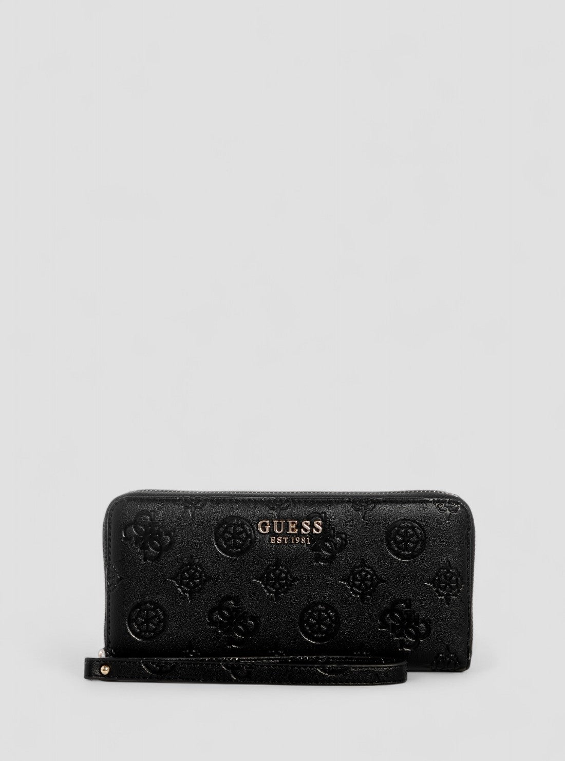 GUESS Womens Black Logo Laurel Large Zip Around Wallet PD7459146 Front View