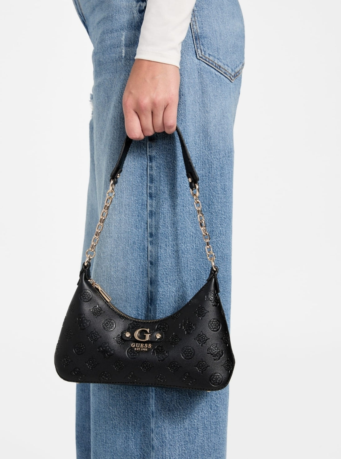 GUESS Womens Black Logo Dita Shoulder Bag PD760218 Model View