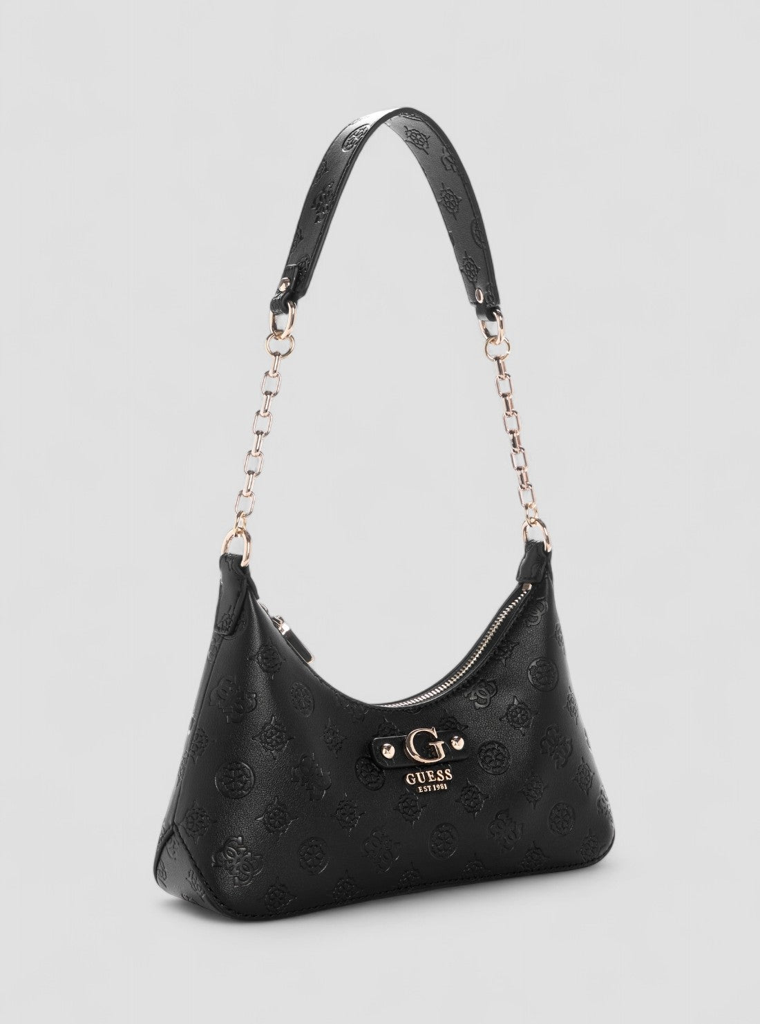 GUESS Womens Black Logo Dita Shoulder Bag PD760218 Front Side View