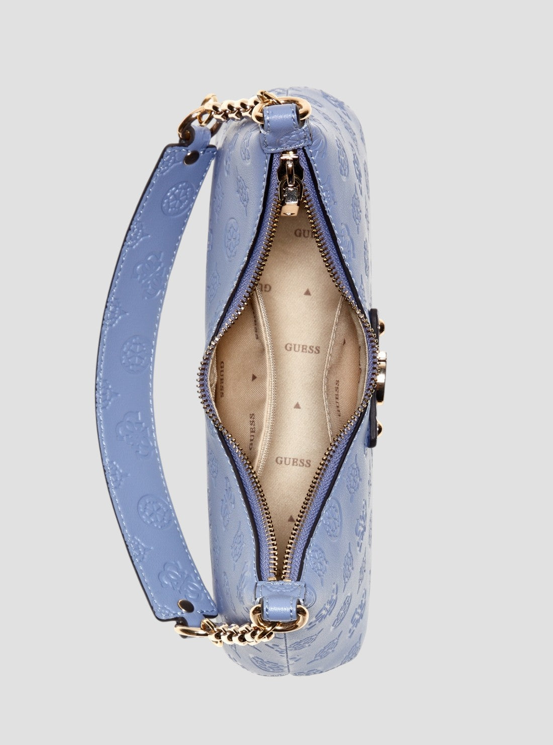 GUESS Womens Blue Logo Dita Shoulder Bag PD760218 Inside View