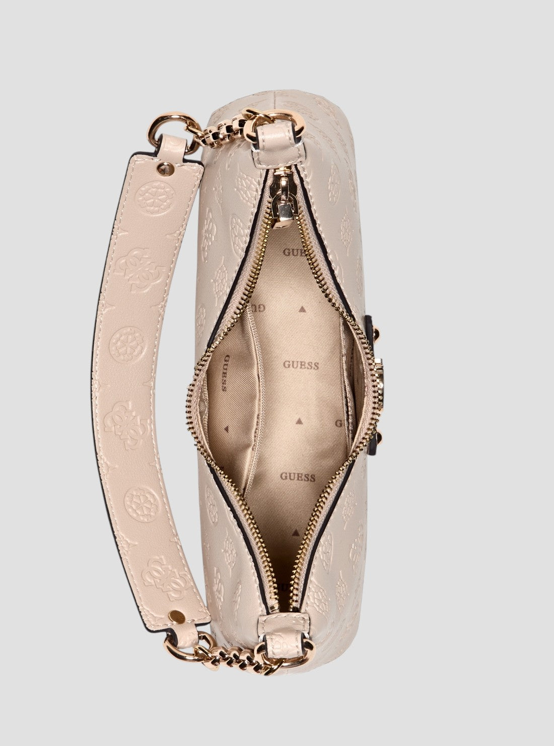 GUESS Womens Beige Logo Dita Shoulder Bag PD760218 Inside View