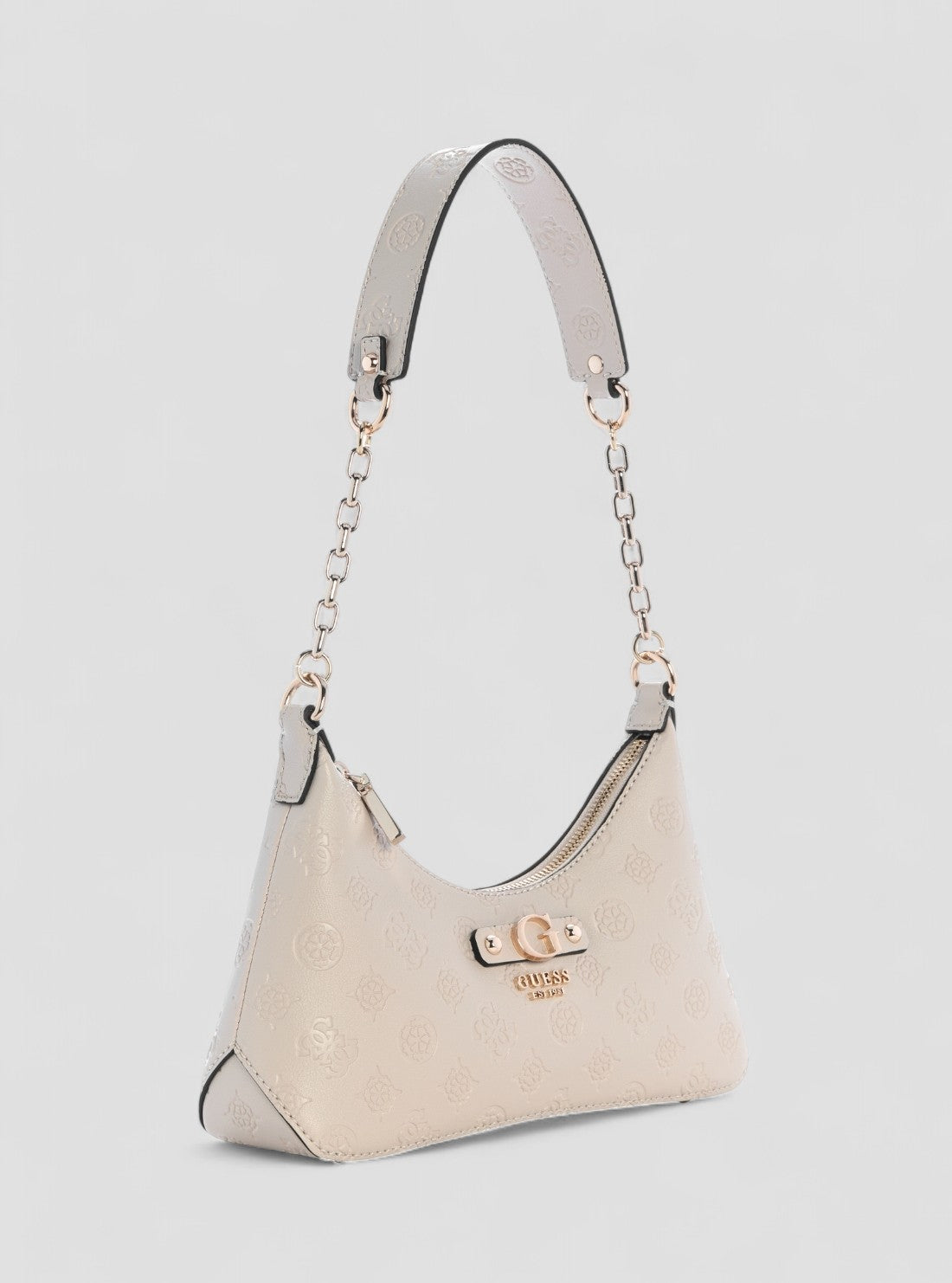 GUESS Womens Beige Logo Dita Shoulder Bag PD760218 Front Side View