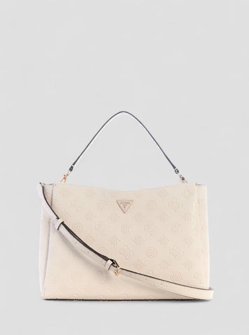 GUESS Womens Beige Tisha Large Girlfriend Satchel Bag PD776407 Front View