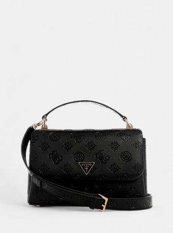 GUESS Womens Black Logo Tisha Top Handle Flap Bag PD776420BLO Front View
