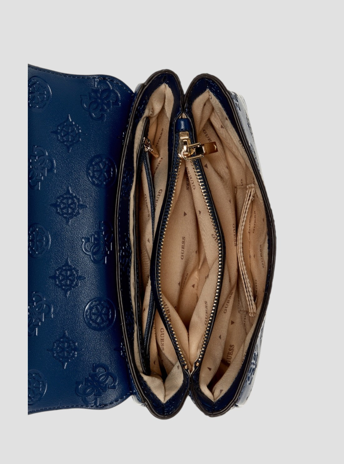 GUESS Womens Blue Logo Tisha Top Handle Flap Bag PD776420 Inside View