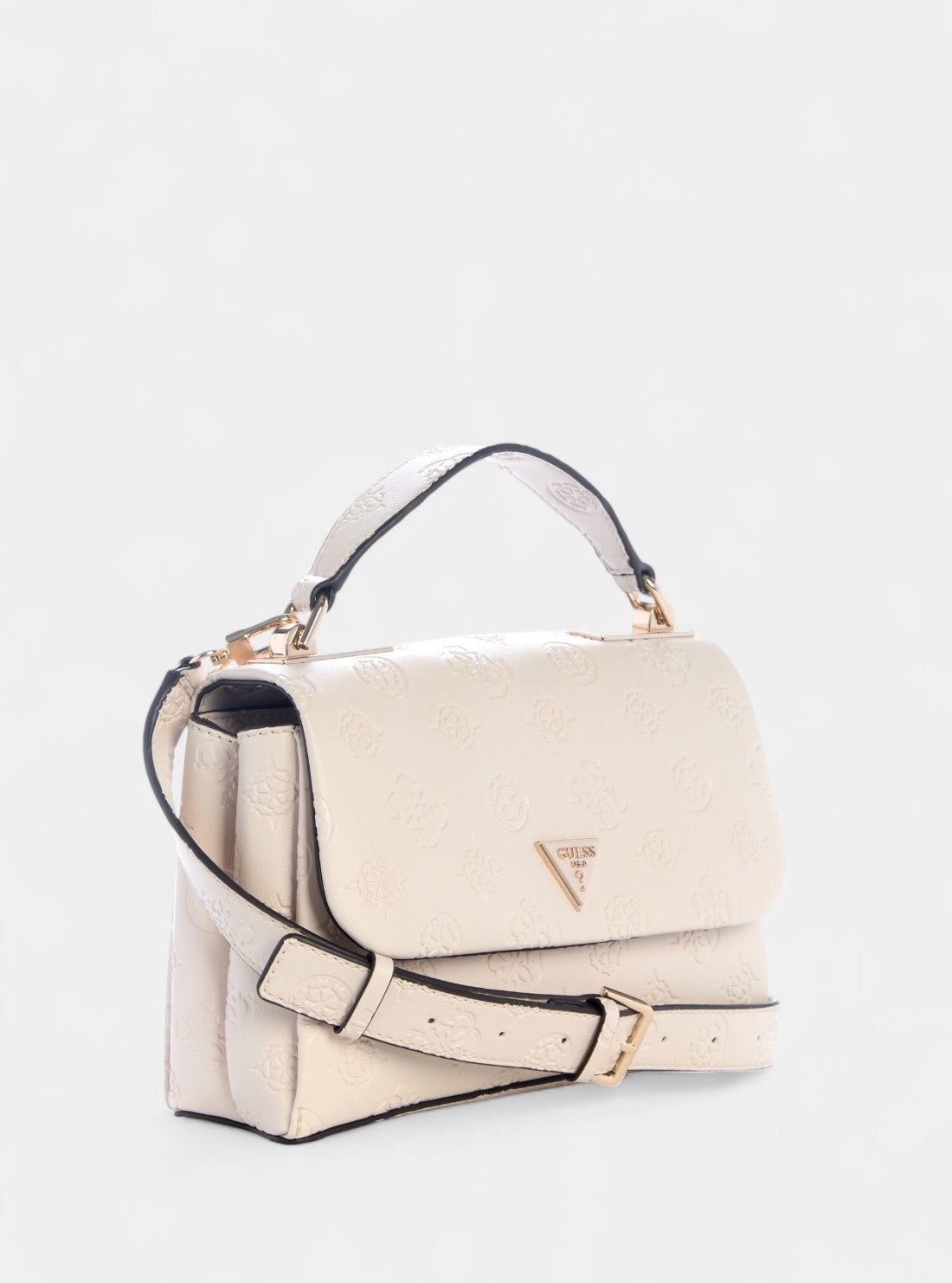 GUESS Womens White Logo Tisha Top Handle Flap Bag PD776420 Front Side View