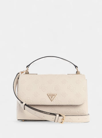 GUESS Womens White Logo Tisha Top Handle Flap Bag PD776420 Front View