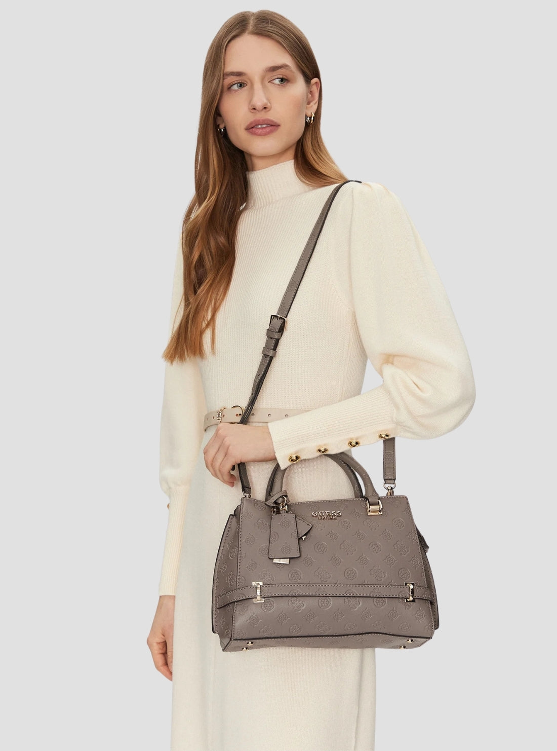 Dark Taupe Logo Zarela Luxury Satchel Bag