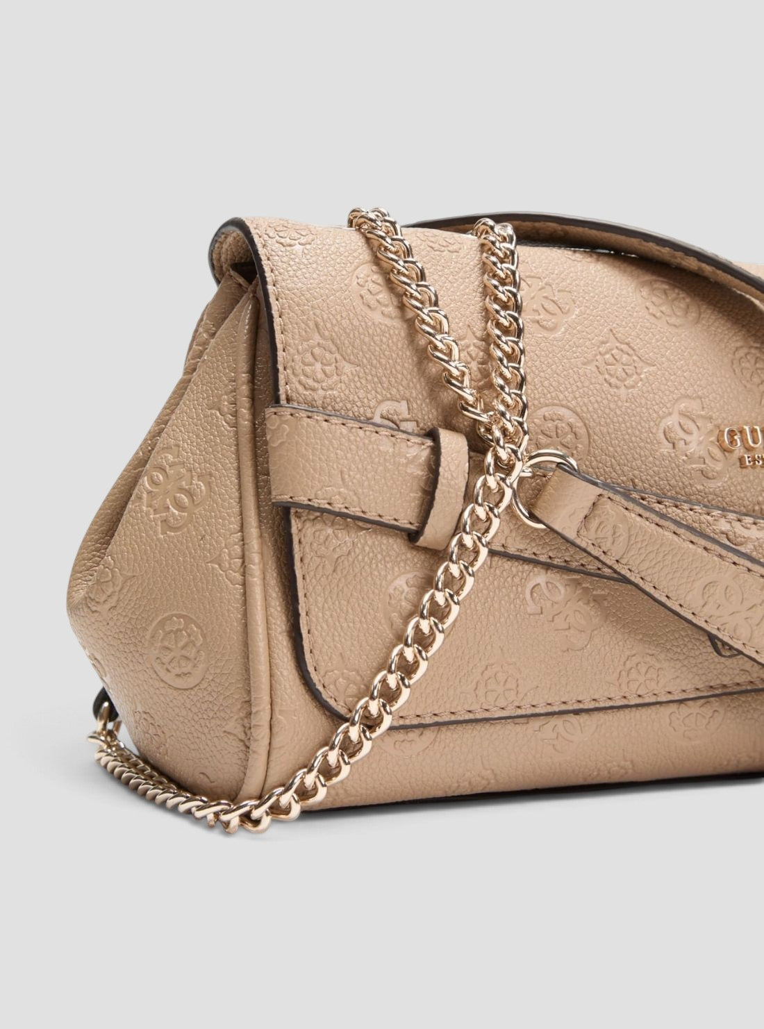 GUESS Womens Beige Logo Ella Convertible Crossbody Flap Bag PD974621 Detail View3