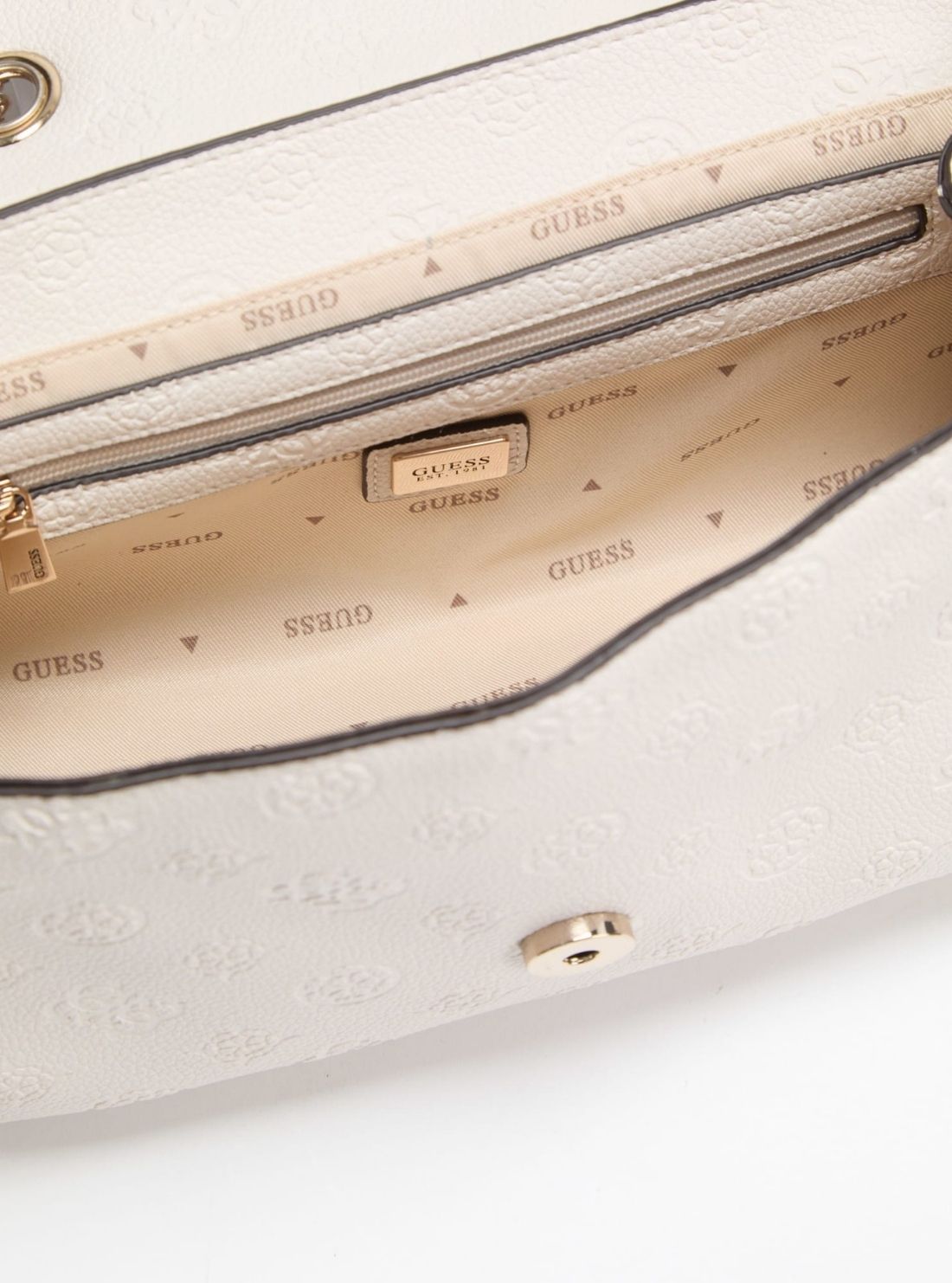 GUESS Womens Stone Logo Ella Crossbody Flap Bag PD974621 Detail View