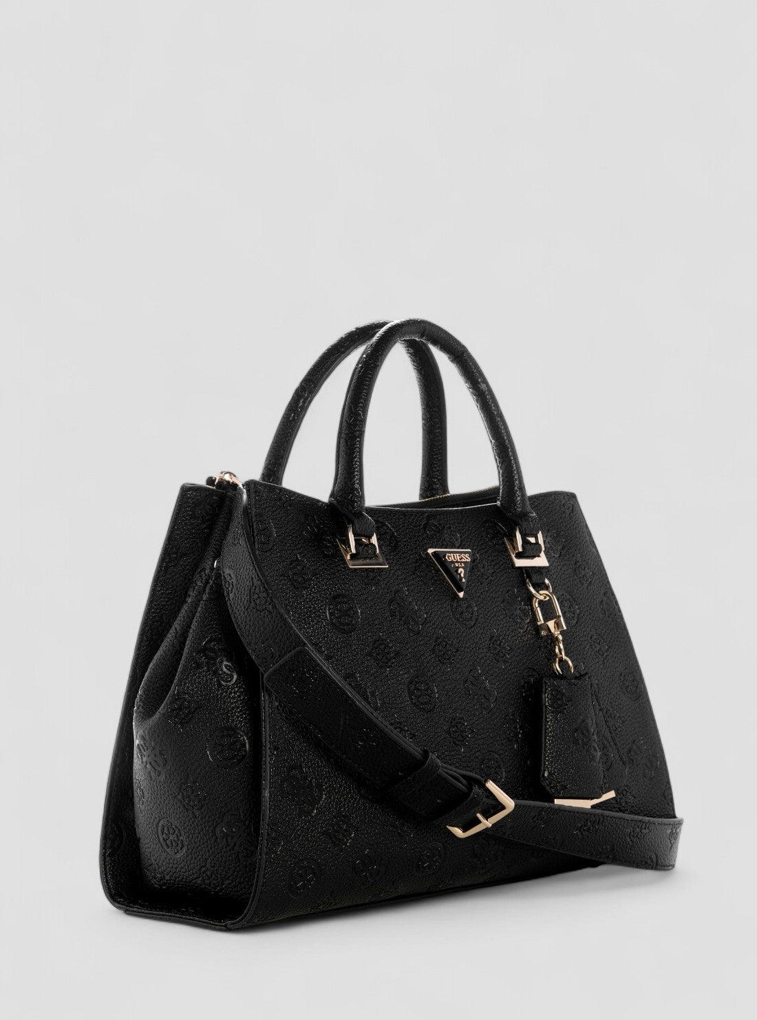 GUESS Womens Black Logo Cresidia II Society Satchel Bag PD988807 Front Side View