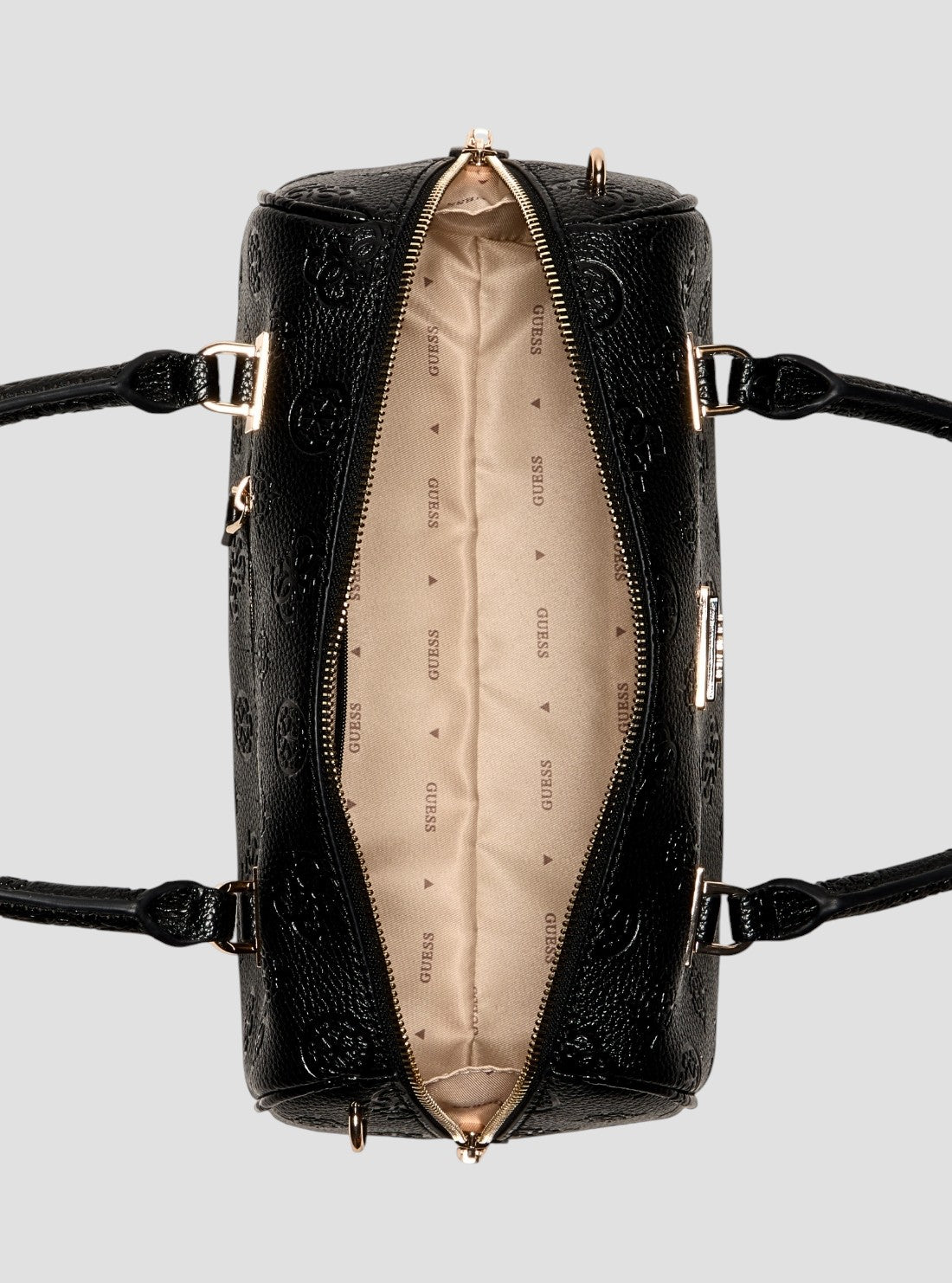 GUESS Womens Black Logo Cresidia II Box Satchel Bag PD988808 Inside View