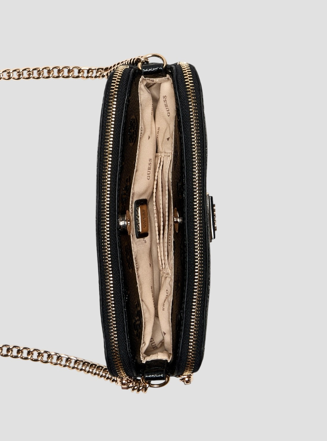 GUESS Womens Black Logo Cresidia II Status Crossbody Bag PD988812 Inside View