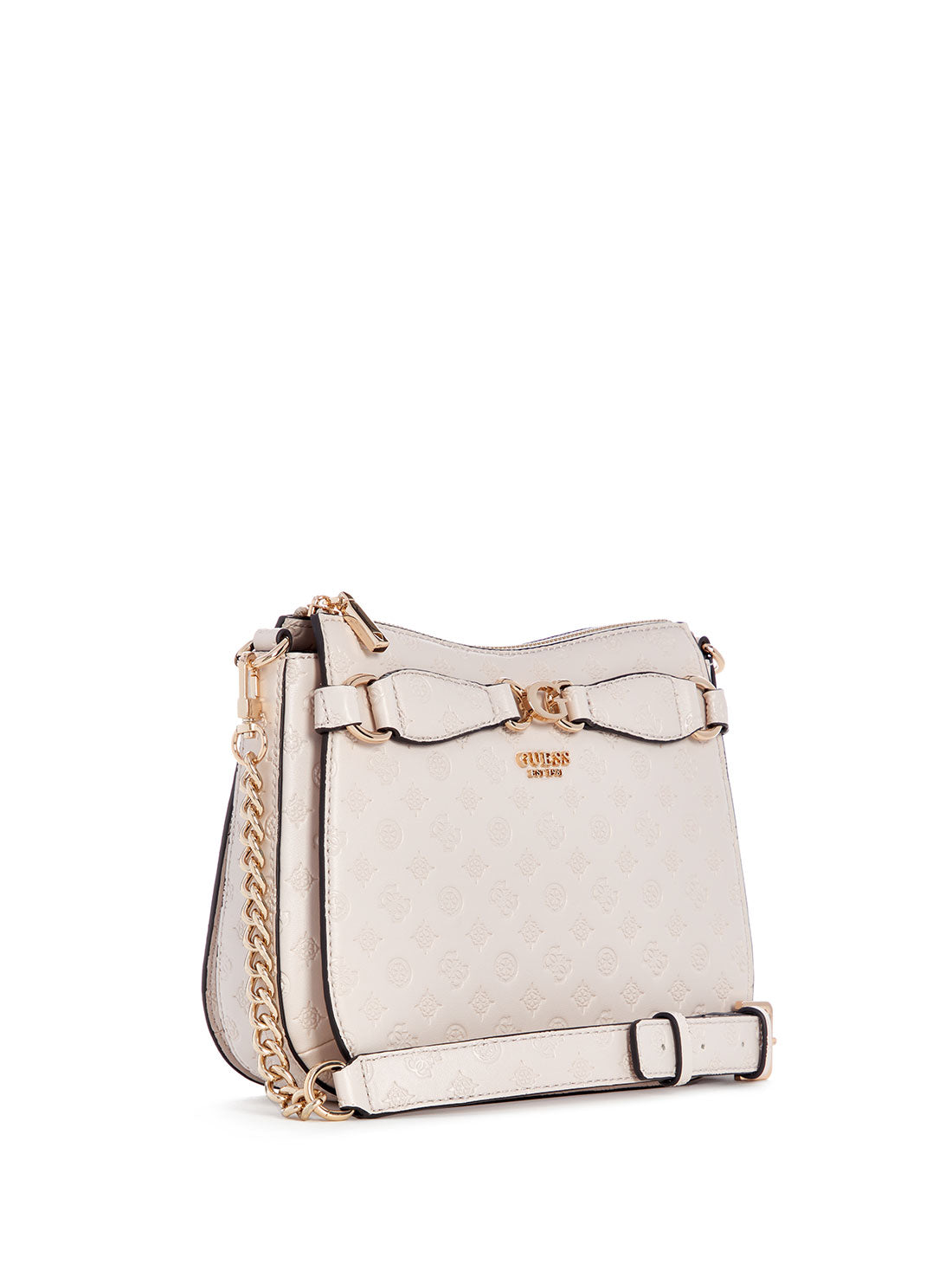 GUESS GUESS Taupe Logo Arlena Crossbody Hobo Bag side view