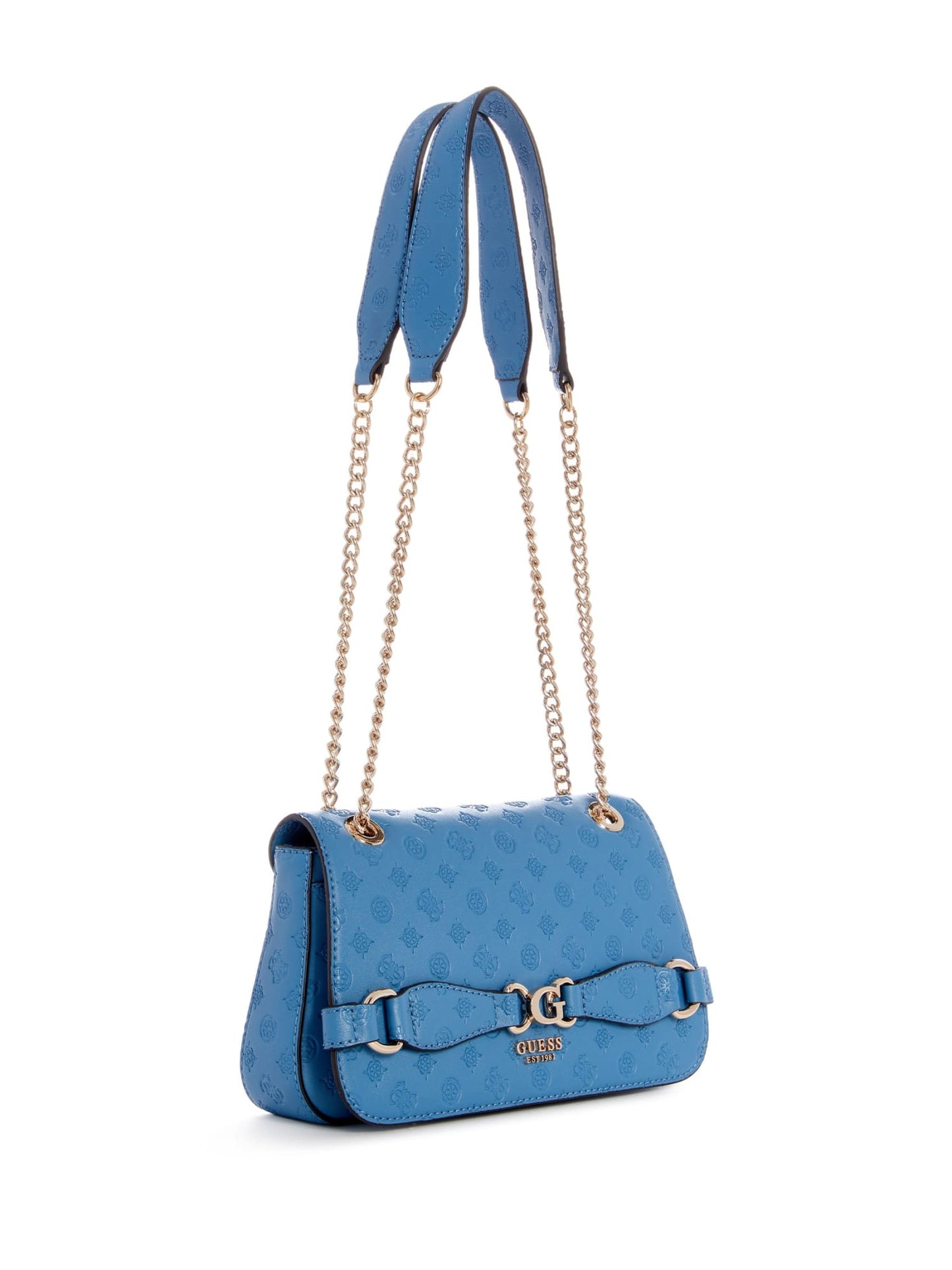 Blue Arlena Logo Convertible Crossbody Flap Bag