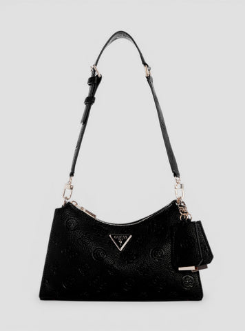 GUESS Womens Black Cresidia Top Zip Shoulder Bag PG934918 Front View